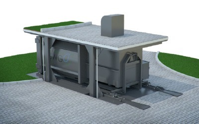 Поздемный компактор для уличного мусора с вертикальным подъемом