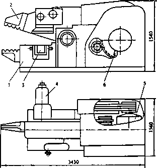Схематическое устройство аллигаторных (рычажных) нож­ниц модели Н2230
